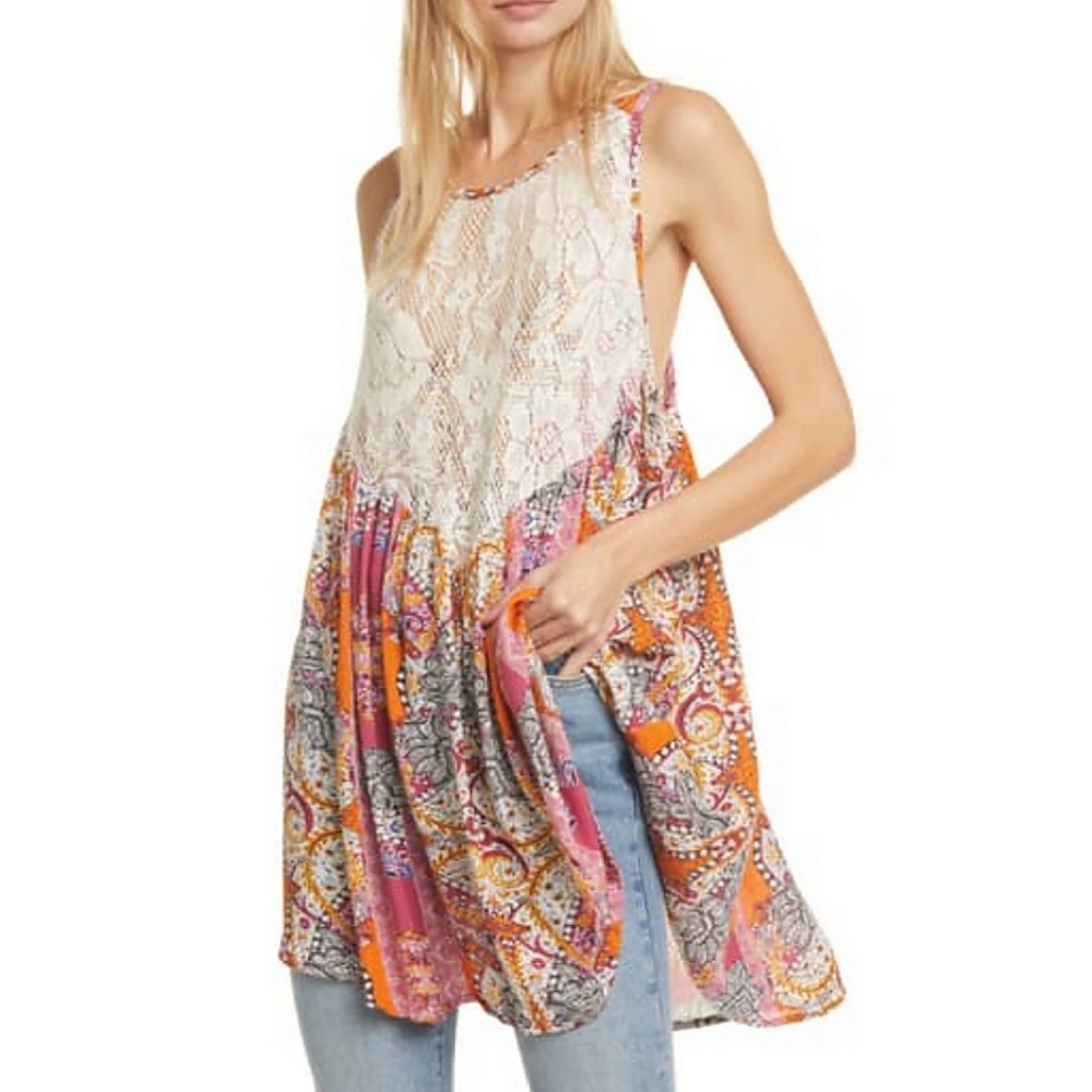 FREE PEOPLE Count Me In Trapeze Mini Dress Large